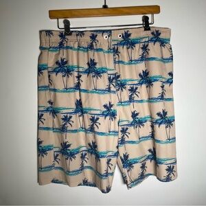 ASOS DESIGN swim shorts in mid length in palm tree print Size 3XL